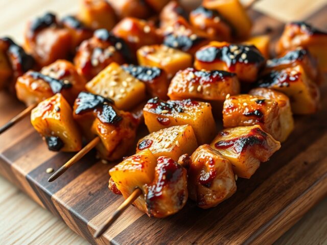 Kipbrochettes met ananas