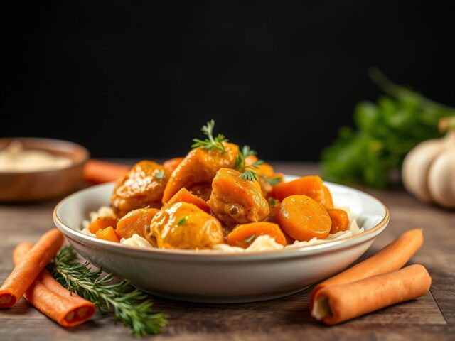 Kipcurry Tyrolienne — AI-gegenereerde illustratie