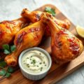 Kipdrumsticks en koriandermayo