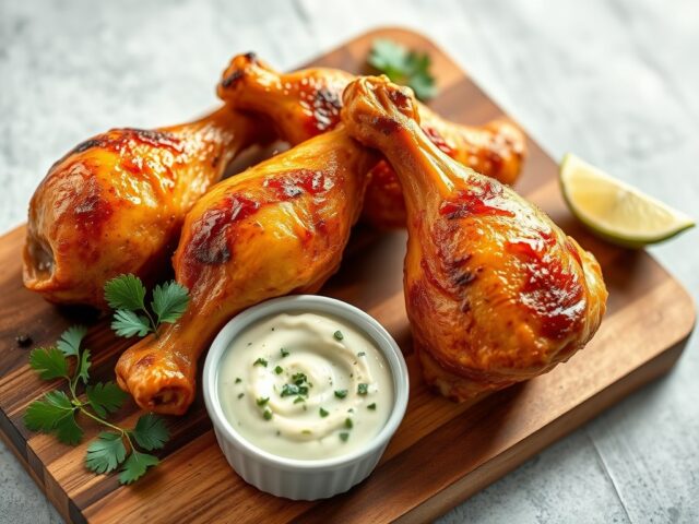 Kipdrumsticks en koriandermayo