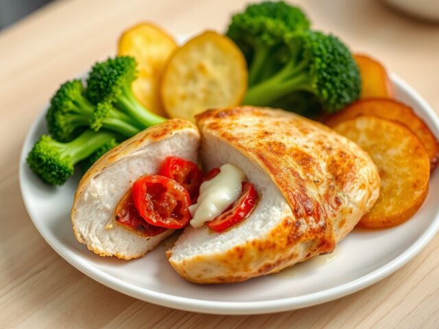 Kipfilet gevuld met zongedroogde tomaten