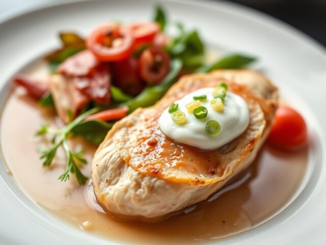 Kipfilet in serranoham — AI-gegenereerde illustratie