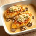 Kipfilet met champignons en parm.kaas uit de oven