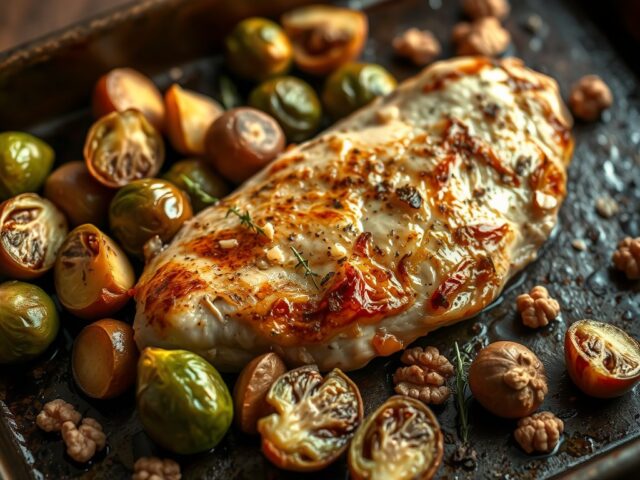 Kipfilet met gemarineerde groenten uit de oven