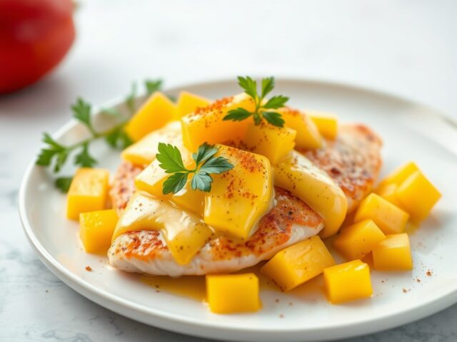 kipfilet met roombrie en mango
