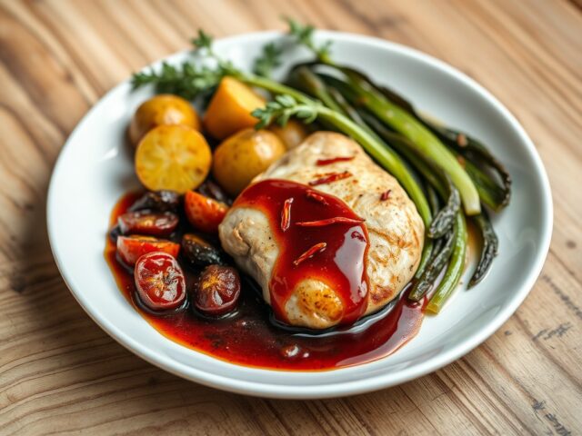 Kipfilet met zongedroogde tomaatjes en in rode wij
