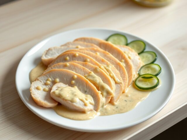 kipfilets in een mosterd-roomsaus