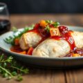Kipfiletstoof met Tutti Frutti en rodewijnsaus