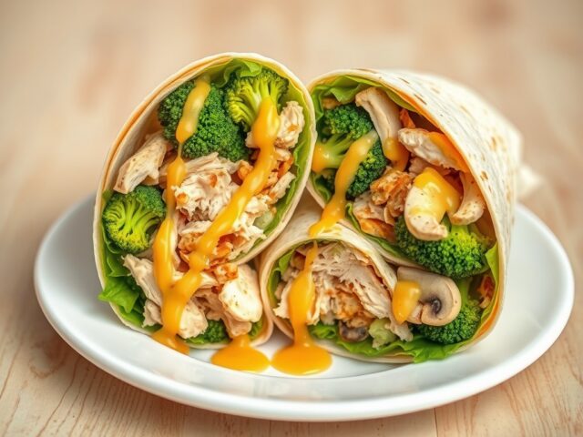 Kipgroentenwrap met honingmosterdsaus