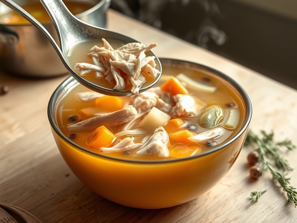 Kippenbouillon, AI-gegenereerde illustratie