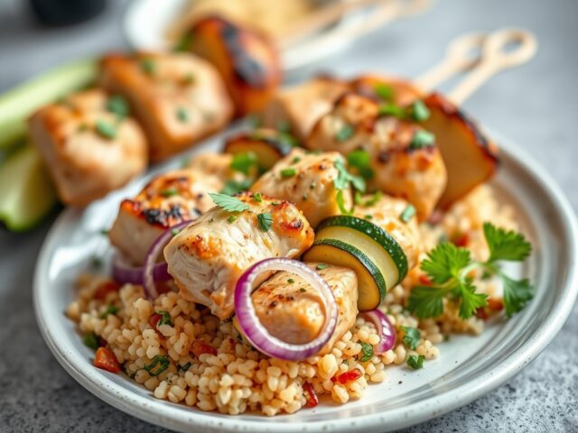 Kippenspiesjes met zuiderse couscous