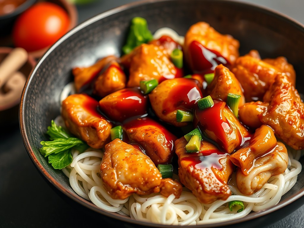 Kippetje uit de wok, AI-gegenereerde illustratie