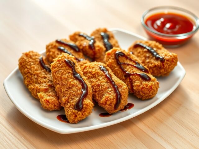 Kipreepjes in sesam met teriyakisaus
