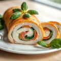 Kiprolletjes met ham, wortel en spinazie