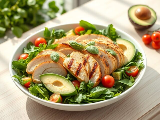 Kipsalade met avocado