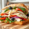 Kipsandwich met basilicumdressing