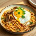 Kipsate-spaghetti met prei en ei