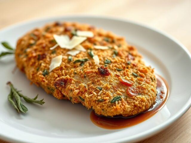 Kipschnitzel met tuinkruidenjasje