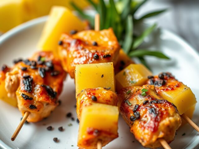 Kipspiesen met ananas