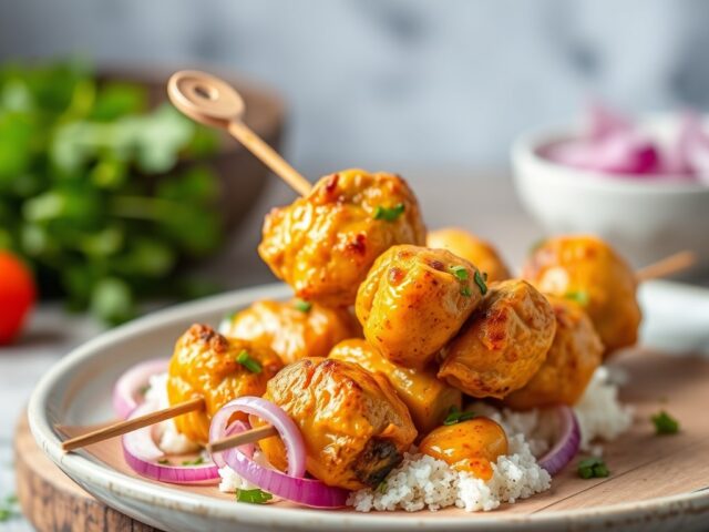 Kipspiezen met pittige bloemkoolcurry