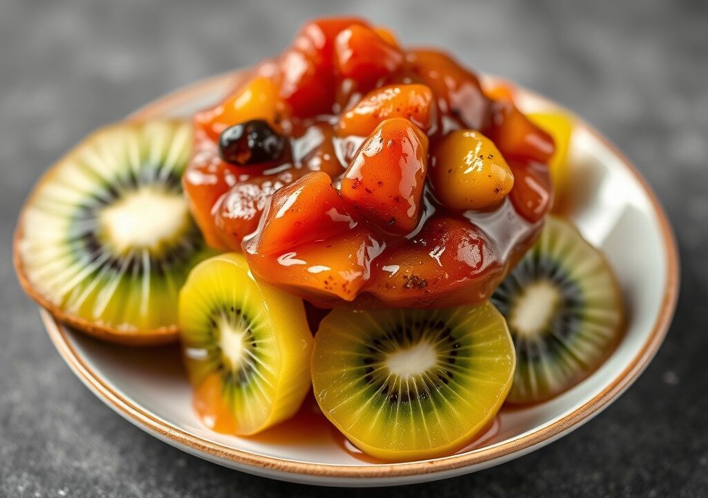 Kiwi compote, AI-gegenereerde illustratie