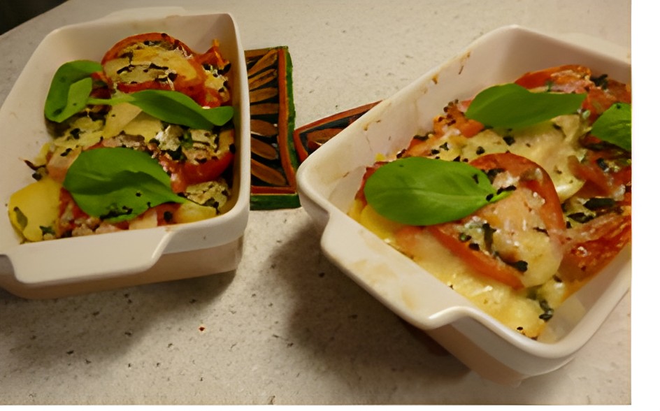 Zalige Zalm Caprese uit de oven en een vleugje zwarte olijven crumble.
