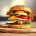 Klassieke hamburger met spiegelei