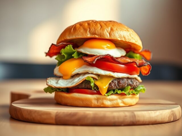 Klassieke hamburger met spiegelei