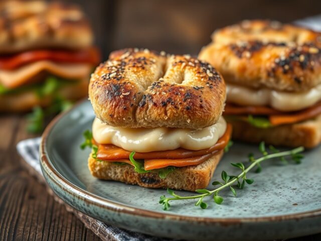 Kleine driehoeksandwiches van huisgerookte fazant,