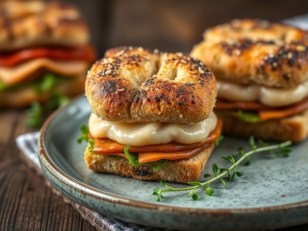 Kleine driehoeksandwiches van huisgerookte fazant,, AI-gegenereerde illustratie