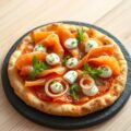 Kleine flammkuchen met gerookte zalm