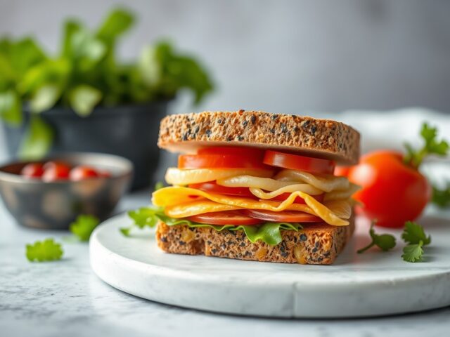 Kleine sandwich van sjalot, zoute haring — AI-gegenereerde illustratie
