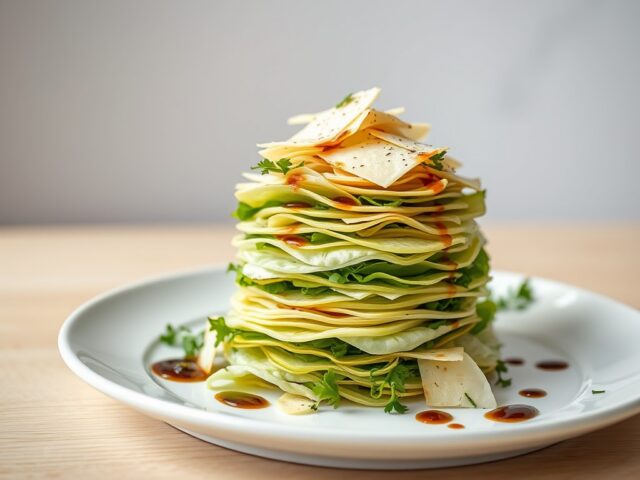 Knapperige millefeuille van jonge scheuten
