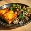 Knapperige polenta met gebakken champignons