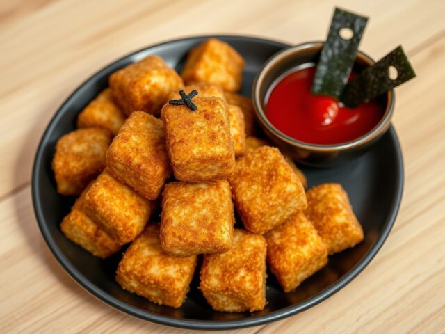 Knapperige tofuballetjes met zoete chilisaus