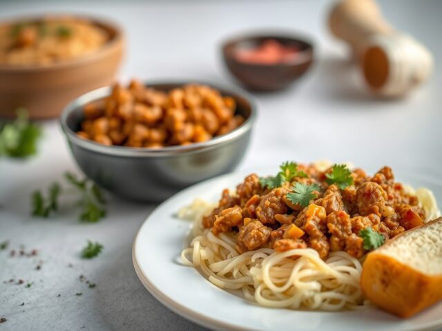 Knapzakje met kerriegehakt