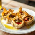 Knapzakjes van filodeeg gevuld met Provencaalse gr