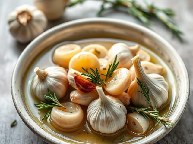 Knoflook in witte wijn — AI-gegenereerde illustratie