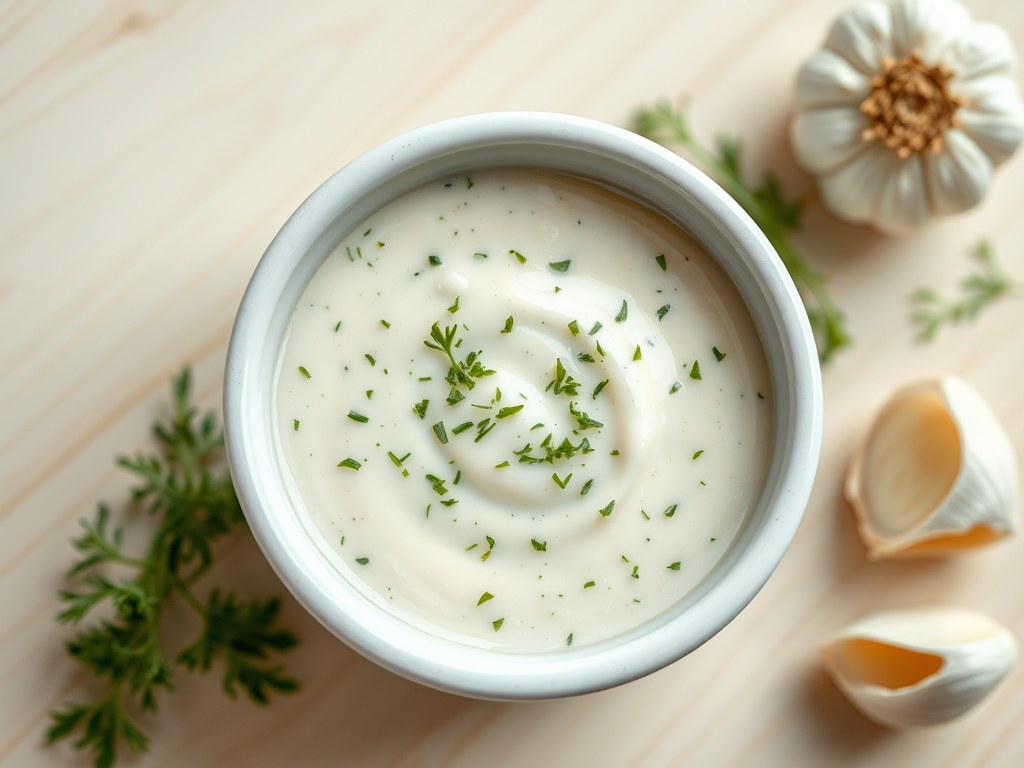 knoflook saus, AI-gegenereerde illustratie