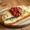 Knoflook stokbrood met tomaat-tapenade