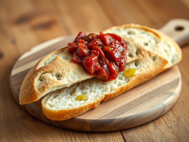 Knoflook stokbrood met tomaat-tapenade