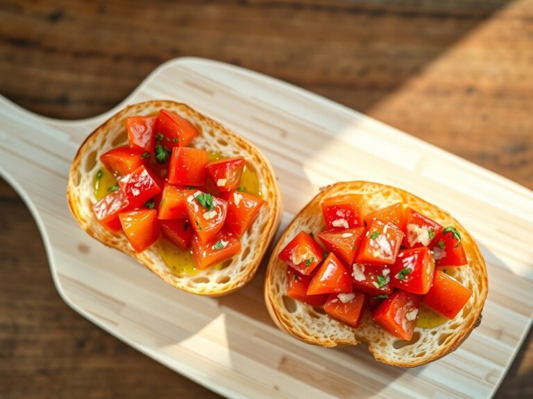 Knoflook, tomaat brood.