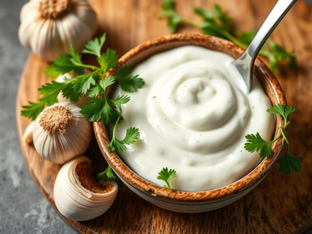 Knoflooksaus op yoghurtbasis
