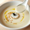 Knolseldersoep met warm geitenkaasje