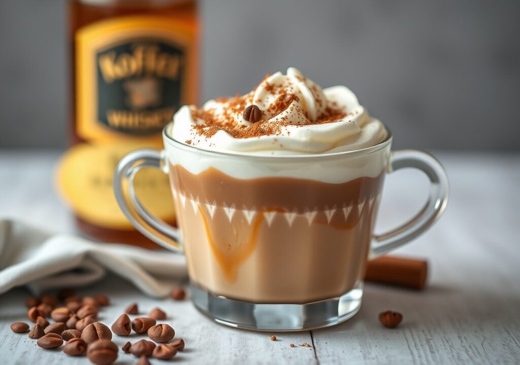 Koffie met Cointreau of Ierse whiskey — AI-gegenereerde illustratie