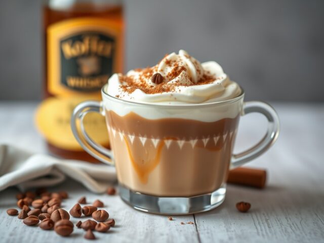 Koffie met Cointreau of Ierse whiskey — AI-gegenereerde illustratie