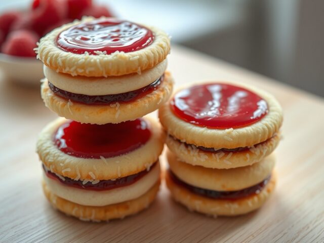 Kokos en jam-sandwichkoekjes