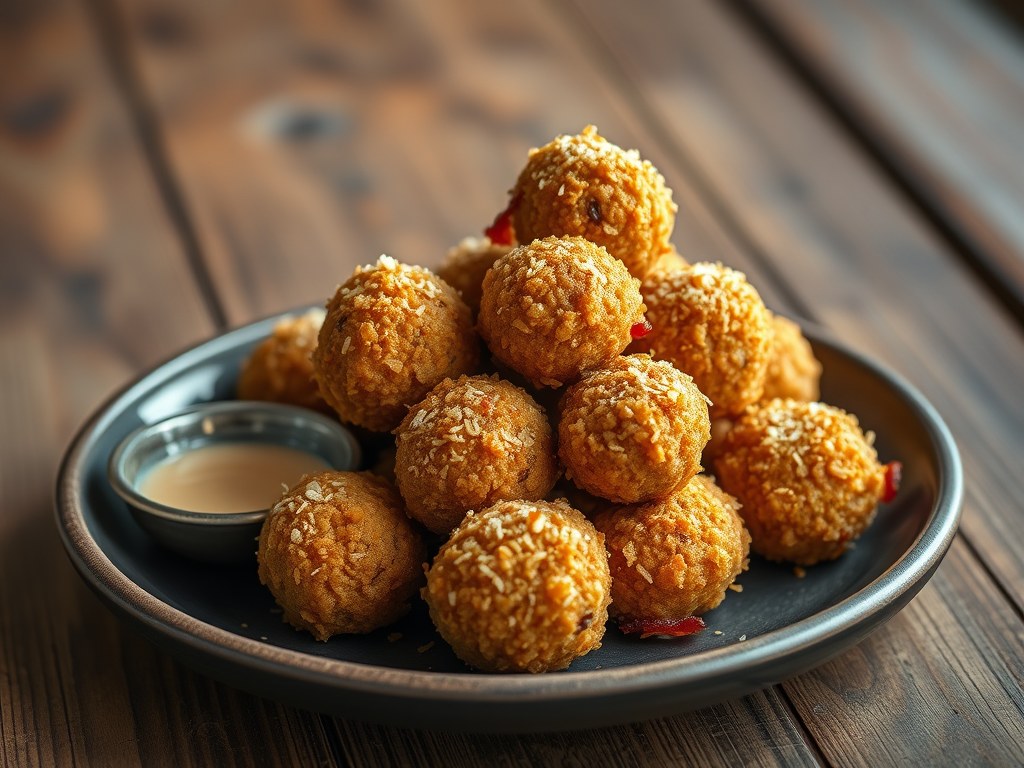 Kokos-spekballetjes, AI-gegenereerde illustratie