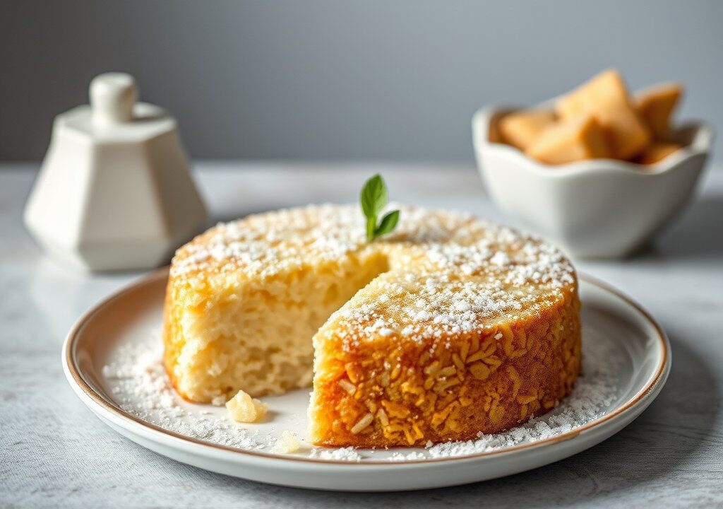Kokosfruit rijstcake, AI-gegenereerde illustratie