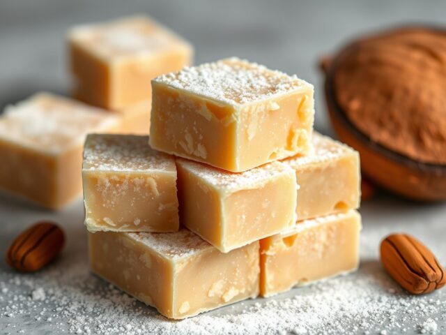 Kokosijs-fudge — AI-gegenereerde illustratie